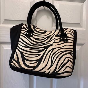Source Unknown Black and Cream Zebra Print Tote